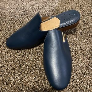 Jack Rogers Navy Leather Mules Size 10M